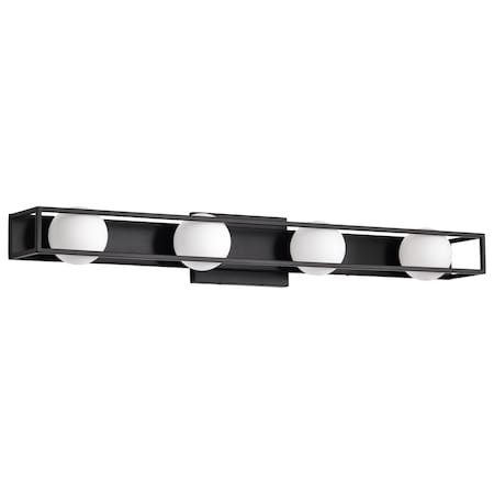 Nuvo Jenkins, 32 Inch 4 Light LED Vanity, Matte Black with Frosted Glass 62/2244